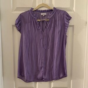 Current Air Purple Ruffle Sleeve Blouse